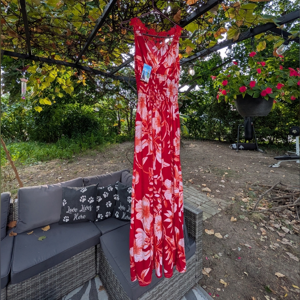 Red Floral Maxi Dress